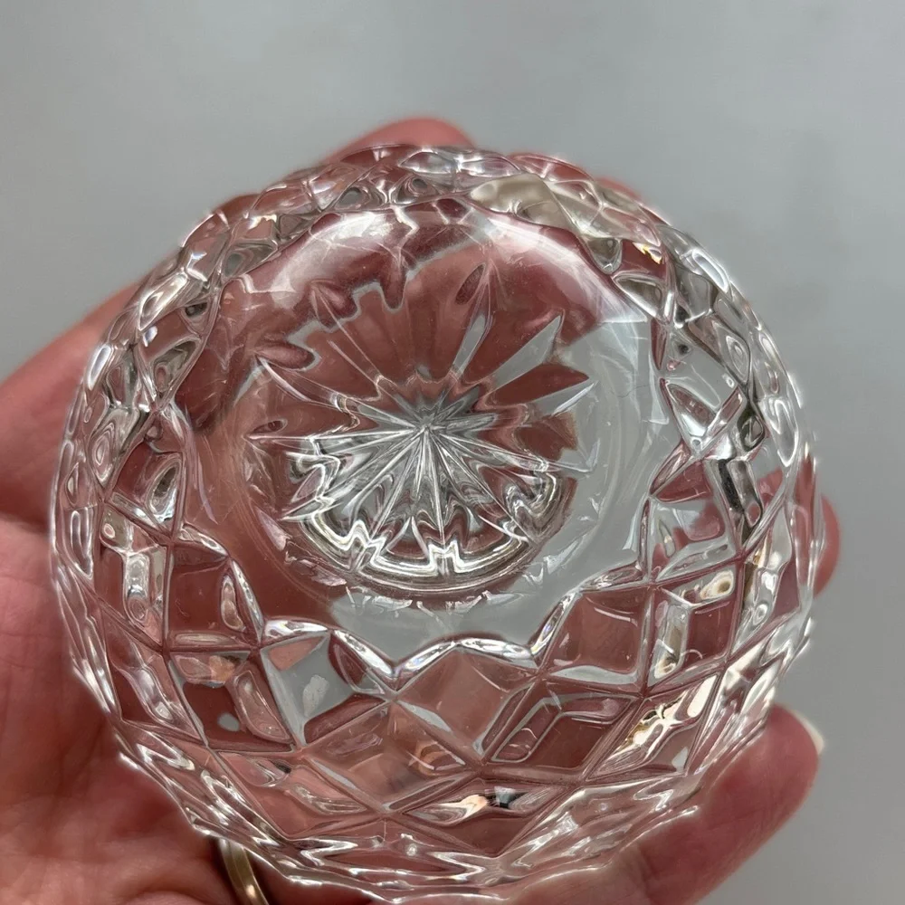Gorham Full Lead Crystal Faceted Clear Ring Holder Dish Jewelry Organizer Holder